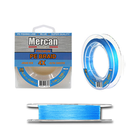 Mercan Premium PE X4 Mavi Renk Örgü İp 150m Makara Misina