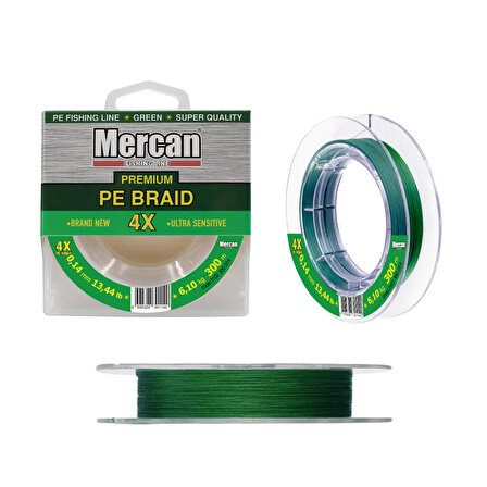 Mercan Premium X4 PE Örgü Yeşil Renk İp 300m Makara Misina