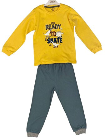 Aziz Bebe Ready To Skate Baskılı Pijama Takımı9466