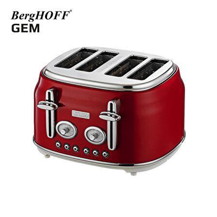 BergHOFF GEM RETRO Kırmızı Dört Dilim Ekmek Kızartma Makinesi