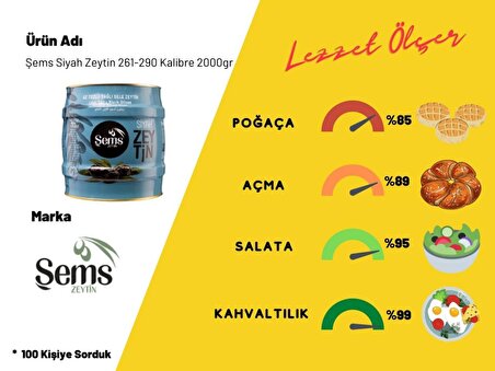 Şems Yağlı Siyah Sele Zeytin 2 Kg -261-290 Kalibre (4'lü Ekonomik Paket)