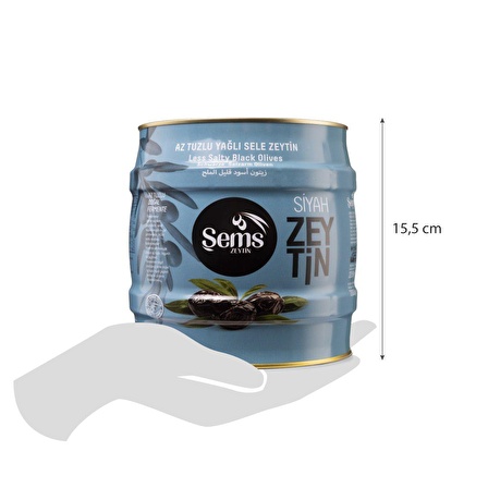 Şems Yağlı Siyah Sele Zeytin 2 Kg -261-290 Kalibre (6'lı Ekonomik Paket)