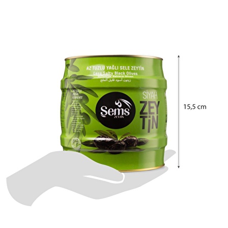 Şems Siyah Zeytin 351-380 Kalibre 2000gr 3'lü