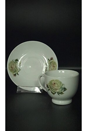 Çiçek Desenli Çay Nescafe Fincan Setı 6 Kişilik