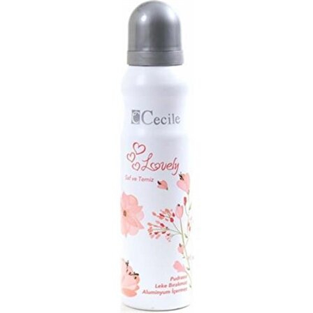 Cecile Lovely Pudrasız Leke Yapmayan Kadın Sprey Deodorant 150 ml