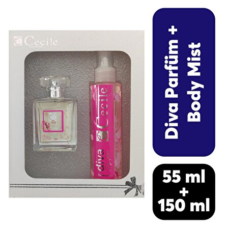 Kofre Cecile Parfüm 55 ml + Body Mist 150 ml Diva