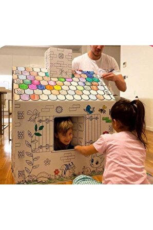 Mashotrend Boyama Evi - Çocuk Çadır - Karton Oyun Evi - Eğitici Oyuncak