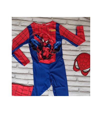 Baskılı Spiderman Örümcek Adam Kostümü + Spiderman Maske - Örümcek Adam Kostüm