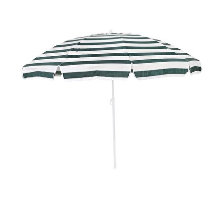 Yeşil Beyaz Çizgili 2 Metre Şemsiye - Plaj Şemsiyesi - Bahçe Balkon Şemsiye G1S