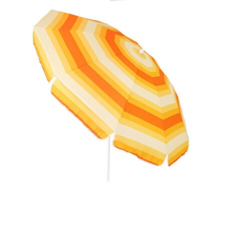 Turuncu Sarı Çizgili 2 Metre Şemsiye - Plaj Şemsiyesi - Bahçe Balkon Şemsiye G1S