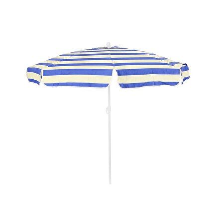Mavi Krem Çizgili 2 Metre Şemsiye - Plaj Şemsiyesi - Bahçe Balkon Şemsiye G1S