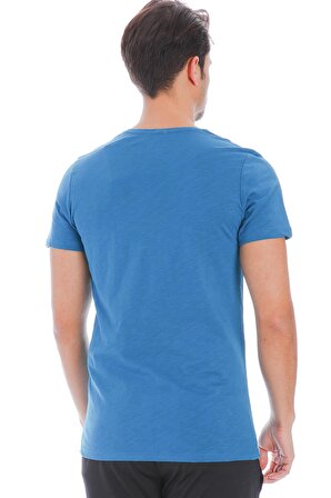 Flavebasic Erkek Mavi Günlük Stil Tişört 710387-ptr
