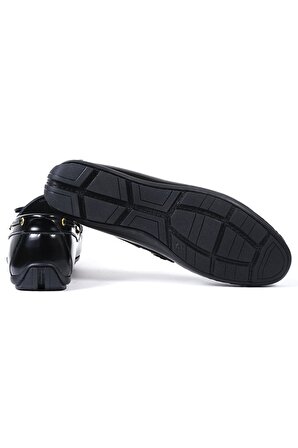 Xanthos Siyah Hakiki Deri Erkek Loafer Ayakkabı