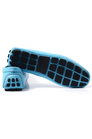 Troya Açık Mavi Hakiki Deri Erkek Loafer Ayakkabı
