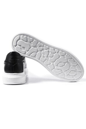 Strada Siyah Deri-Beyaz Taban Hakiki Deri Erkek Spor (Sneaker) Ayakkabı