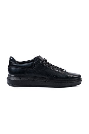 Strada Siyah Rugan-Siyah Taban Hakiki Deri Erkek Spor (Sneaker) Ayakkabı