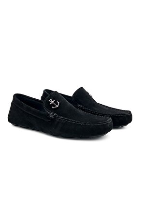 Alarga Siyah Hakiki Süet Deri Erkek Loafer Ayakkabı