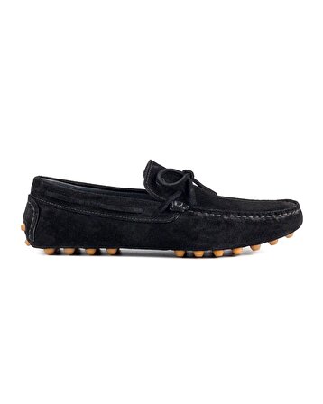 Pirene Hakiki Süet Deri Krampon Taban Siyah Loafer Erkek Günlük Ayakkabı