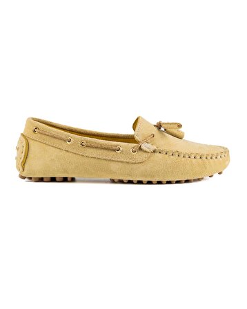 Samos Sarı Hakiki Süet Deri Loafer Günlük Kadın Ayakkabı