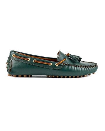 Samos Hakiki Yeşil Loafer Günlük Kadın Ayakkabı