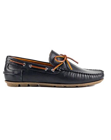 Alabanda Hakiki Deri Loafer Krep Taban Bağcıklı Siyah Günlük Erkek Ayakkabı