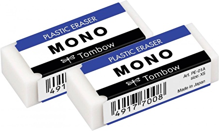 Tombow MONO 17x11x43mm 2 Adet Beyaz Silgi Paketli