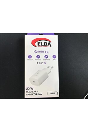 Elba Elb02 USB 20 Watt Hızlı Şarj Aleti Beyaz