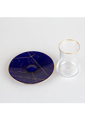 Koleksiyon Dervish Çay Seti 6'lı Mermer Kobalt Faruk Malhan Tasarım