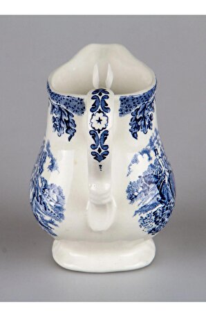 Myotts Mavi Kırsal Yaşam Figürlü Antika Porselen Sütlük