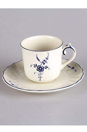 Villeroy & Boch Depuis 1748 Lüksemburg Çay Fincanı Mavi Çiçek Desen
