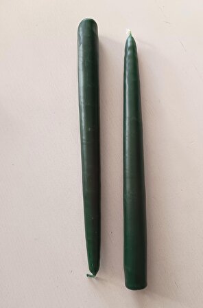 İkili Şamdan Mum 2x25cm Yeşil