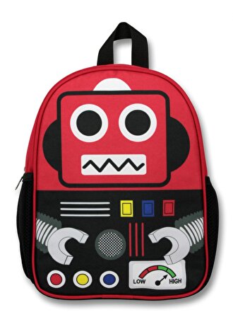 Cennec Siyah Kırmızı Robot Erkek Çocuk Anaokulu Okul Sırt Çantası