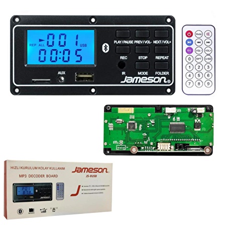 OTO TEYP ÇEVİRİCİ BORD 12V BT/USB/SD/FM/AUX KONUŞMALI JAMESON JS-8USB