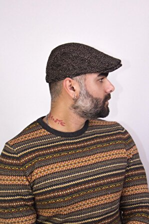 erkek kasket şapkası-9993kahve