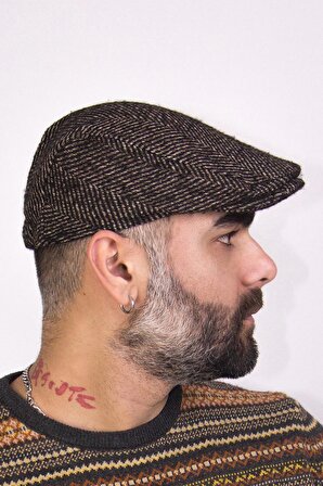 erkek kasket şapkası-9993kahve