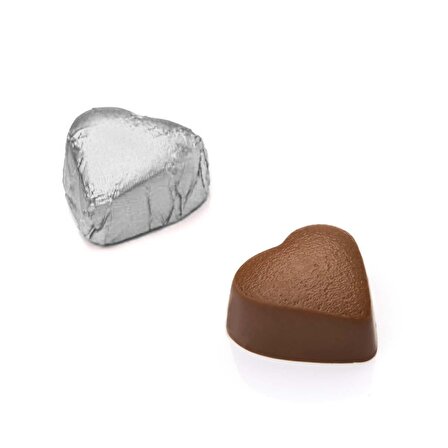 Melodi Gümüş Yaldızlı Mini Kalp Antep Fıstıklı Sütlü Çikolata 500 gr