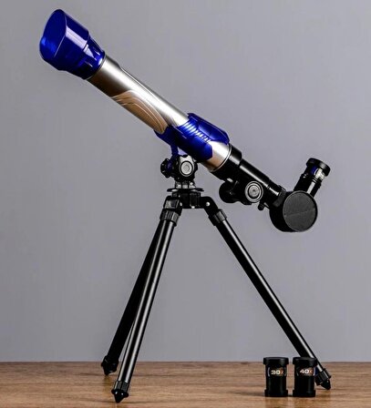 Tripotlu, Değiştirilebilir 3 Lensli Gerçekçi Teleskop Seti - Çocuklar İçin.