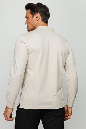 Desen Polo Yaka Standart Kalıp Taş Erkek Sweatshirt 231960