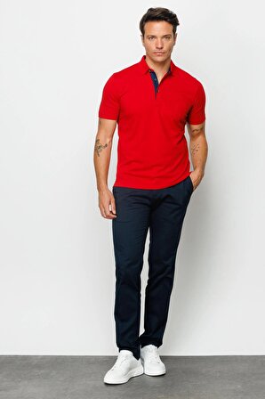 Desen Polo Yaka Kısa Kollu Kırmızı Erkek T-Shirt DSN201