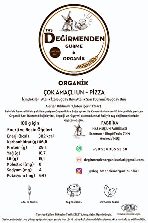 Organik Atalık Çok Amaçlı Un - Pizza - 1 Kilo