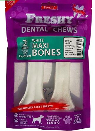 Freshy Dental Maxi Bones Beyaz Çiğneme Kemiği 15,25 Cm 2'li