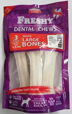 Freshy Dental Large Bones Beyaz Çiğneme Kemiği 12,5 Cm 3'lü