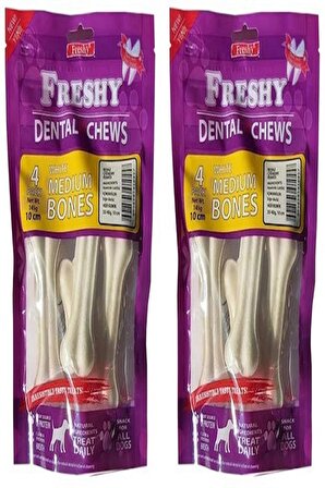 Freshy Dental Chews White Medium Bones 4 Adet Orta Boy Köpek Kemiği 2 X 145 gr. (2 Adet)