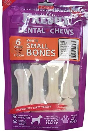Freshy Dental Small Bones Beyaz Çiğneme Kemiği 7,5 Cm 6'lı