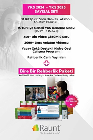 Raunt YKS 2024 + YKS 2025 SAY Seti + Bire Bir Rehberlik Paketi