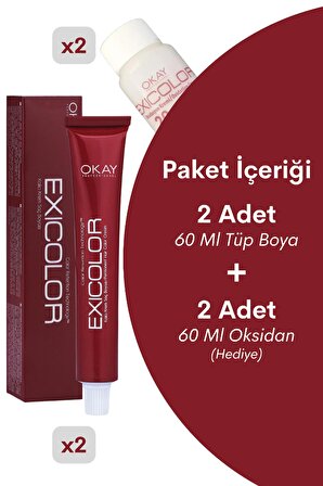 Exicolor Saç Boyası Tüp 60 Ml 5 Açık Kahve 2 Adet (Oksidan Hediyeli 4'lü Set)