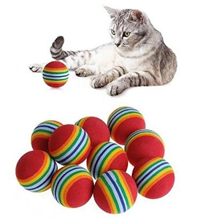 Pet Miyav® 3Lü Gökkuşağı Sünger Kedi Köpek Çiğneme Oyun Topu 4,2 Cm