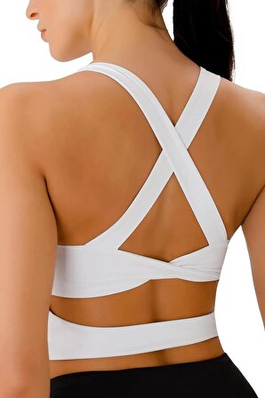 Ghassy Co. Kadın Çarpraz Sırt Detaylı Kaplı Yoga Egzersiz Fitness Spor Sütyeni CRS001