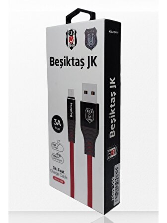 Beşiktaş Micro USB Hızlı Şarj Aleti Kırmızı