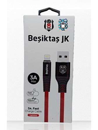 Beşiktaş Lightning Hızlı Şarj Aleti Kırmızı